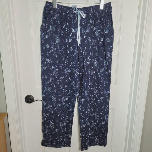 Croft & Barrow Pajama Set Womens Large Navy Blue Floral Extra Soft 2 Piece New - Picture 10 of 16